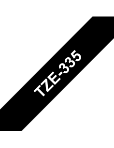 Brother - TZE-335 - Etiquettes - Blanc sur Noir - Rouleau (12 mm x 8 m) - autocollant laminé
