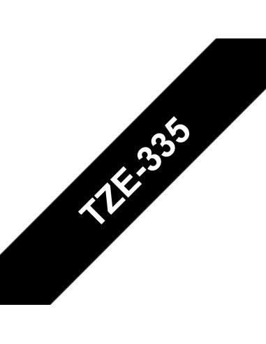Brother - TZE-335 - Etiquettes - Blanc sur Noir - Rouleau (12 mm x 8 m) - autocollant laminé