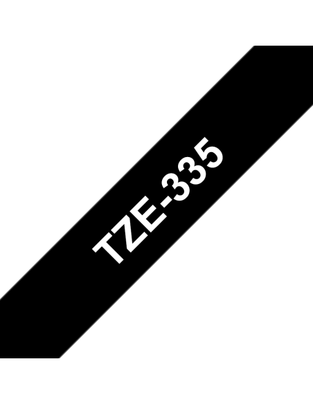 Brother - TZE-335 - Etiquettes - Blanc sur Noir - Rouleau (12 mm x 8 m) - autocollant laminé