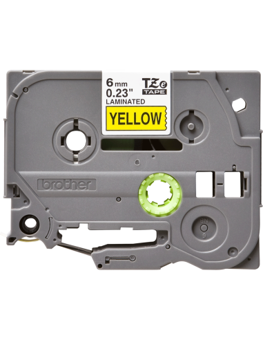 Brother - TZE-611 - Etiquettes - Noir sur Jaune - 6 mm - Rouleau (0,6 cm x 8 m) - autocollant laminé