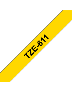 Brother - TZE-611 - Etiquettes - Noir sur Jaune - 6 mm - Rouleau (0,6 cm x 8 m) - autocollant laminé