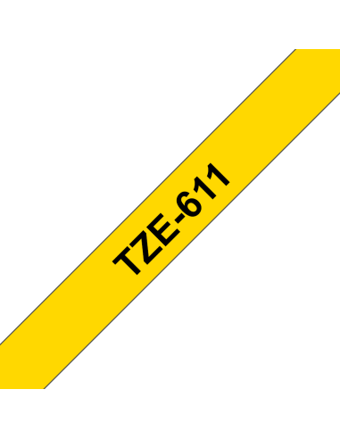 Brother - TZE-611 - Etiquettes - Noir sur Jaune - 6 mm - Rouleau (0,6 cm x 8 m) - autocollant laminé