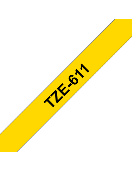 Brother - TZE-611 - Etiquettes - Noir sur Jaune - 6 mm - Rouleau (0,6 cm x 8 m) - autocollant laminé