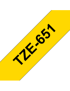 Brother - TZE-651 - Etiquettes - Noir sur Jaune 24 mm - Rouleau (2,4 cm x 8 m) - autocollant laminé