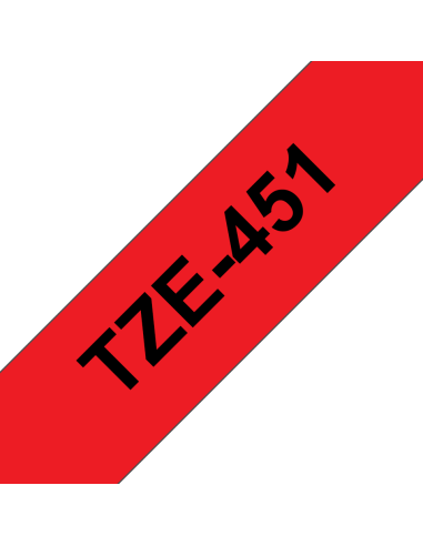 Brother - TZE-451 - Etiquettes - Noir sur Rouge - 24 mm - Rouleau (2,4 cm x 8 m) - autocollant laminé