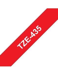 Brother - TZE-435 - Etiquettes - Blanc sur Rouge - 12 mm - Rouleau (1,2 cm x 8 m) - autocollant laminé