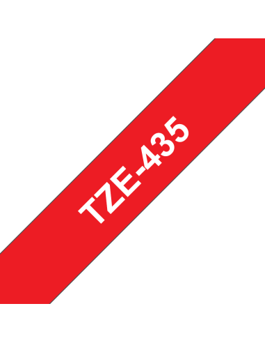Brother - TZE-435 - Etiquettes - Blanc sur Rouge - 12 mm - Rouleau (1,2 cm x 8 m) - autocollant laminé