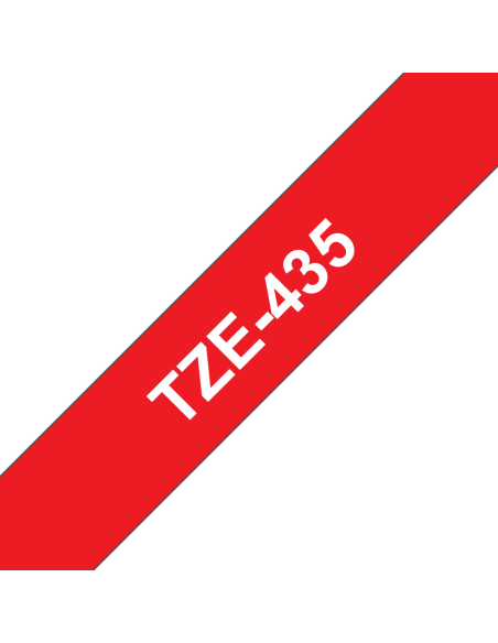 Brother - TZE-435 - Etiquettes - Blanc sur Rouge - 12 mm - Rouleau (1,2 cm x 8 m) - autocollant laminé