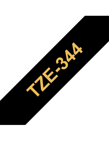 Brother - TZE-344 - Etiquettes - Or sur Noir - Rouleau (18 mm x 8 m) - autocollant laminé