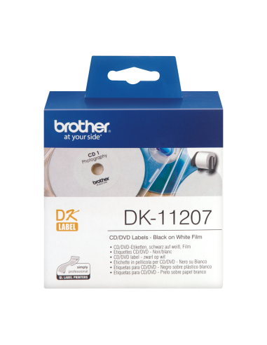 Brother - DK-11207 - Etiquettes CD/DVD (58 x 58 mm) - 100 étiquettes 