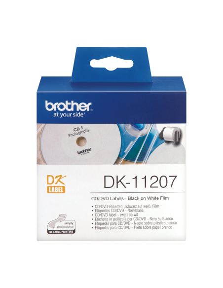 Brother - DK-11207 - Etiquettes CD/DVD (58 x 58 mm) - 100 étiquettes 