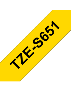 Brother - TZE-S651 - Etiquettes - Noir sur Jaune - 24 mm - Rouleau (2,4  cm x 8 m) - laminé adhésif renforcé