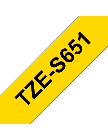 Brother - TZE-S651 - Etiquettes - Noir sur Jaune - 24 mm - Rouleau (2,4  cm x 8 m) - laminé adhésif renforcé