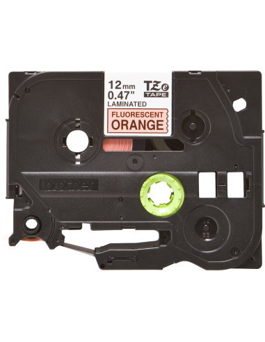 Brother - TZE-B31 - Etiquettes - Noir sur Orange Fluo - 12 mm - Rouleau (1,2 cm x 8 m) - autocollant laminé