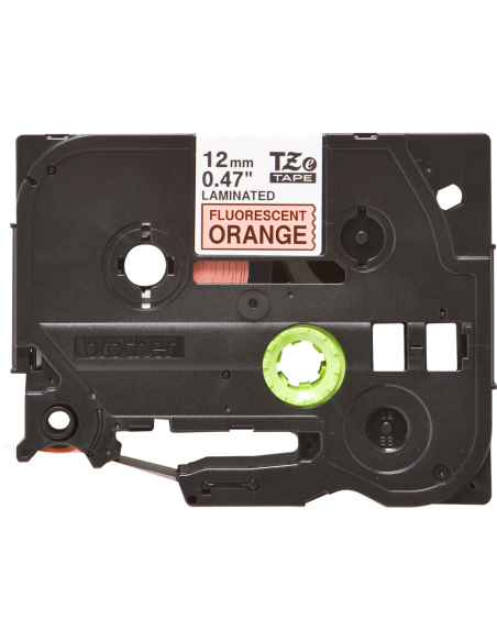 Brother - TZE-B31 - Etiquettes - Noir sur Orange Fluo - 12 mm - Rouleau (1,2 cm x 8 m) - autocollant laminé