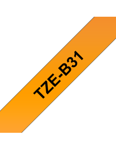 Brother - TZE-B31 - Etiquettes - Noir sur Orange Fluo - 12 mm - Rouleau (1,2 cm x 8 m) - autocollant laminé