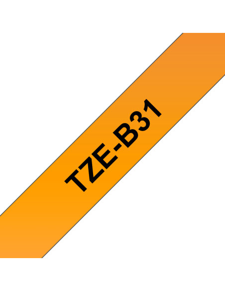 Brother - TZE-B31 - Etiquettes - Noir sur Orange Fluo - 12 mm - Rouleau (1,2 cm x 8 m) - autocollant laminé