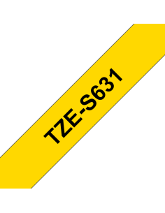 Brother - TZE-S631 - Etiquettes - Noir sur Jaune - 12 mm - Rouleau (1,2  cm x 8 m) - laminé adhésif