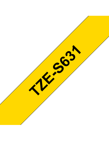 Brother - TZE-S631 - Etiquettes - Noir sur Jaune - 12 mm - Rouleau (1,2  cm x 8 m) - laminé adhésif