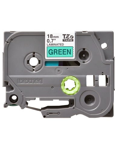 Brother - TZE-741 - Etiquettes - Noir sur Vert - 18 mm - Rouleau (1,8 cm x 8 m) - autocollant laminé