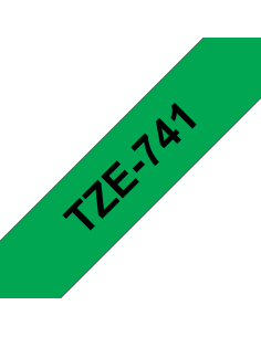 Brother - TZE-741 - Etiquettes - Noir sur Vert - 18 mm - Rouleau (1,8 cm x 8 m) - autocollant laminé