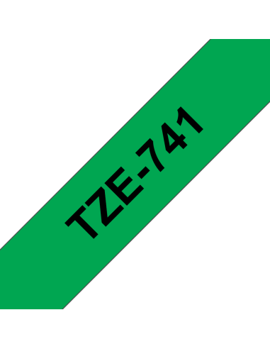 Brother - TZE-741 - Etiquettes - Noir sur Vert - 18 mm - Rouleau (1,8 cm x 8 m) - autocollant laminé