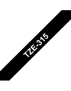 Brother - TZE-315 - Etiquettes - Blanc sur Noir - Rouleau (6 mm x 8 m) - autocollant laminé