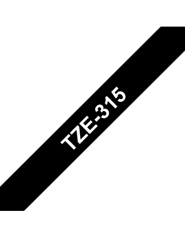 Brother - TZE-315 - Etiquettes - Blanc sur Noir - Rouleau (6 mm x 8 m) - autocollant laminé