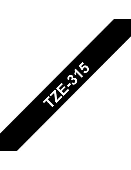 Brother - TZE-315 - Etiquettes - Blanc sur Noir - Rouleau (6 mm x 8 m) - autocollant laminé