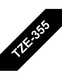 Brother - TZE-355 - Etiquettes - Blanc sur Noir - Rouleau (24 mm x 8 m) - autocollant laminé