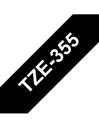 Brother - TZE-355 - Etiquettes - Blanc sur Noir - Rouleau (24 mm x 8 m) - autocollant laminé