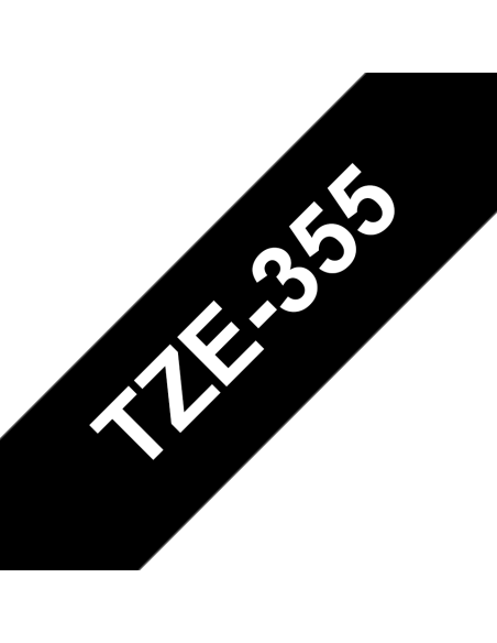 Brother - TZE-355 - Etiquettes - Blanc sur Noir - Rouleau (24 mm x 8 m) - autocollant laminé