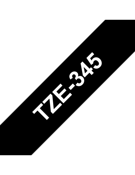 Brother - TZE-345 - Etiquettes - Blanc sur Noir  - Rouleau (18 mm x 8 m) - autocollant laminé