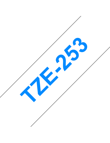 Brother - TZE-253 - Etiquettes - Bleu sur Blanc - Rouleau (24 mm x 8 m) - autocollant laminé