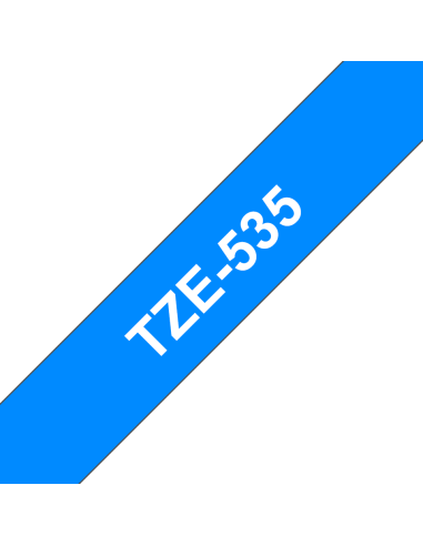 Brother - TZE-535 - Etiquettes - Blanc sur Bleu - 12 mm - Rouleau (1,2 cm x 8 m) - autocollant laminé