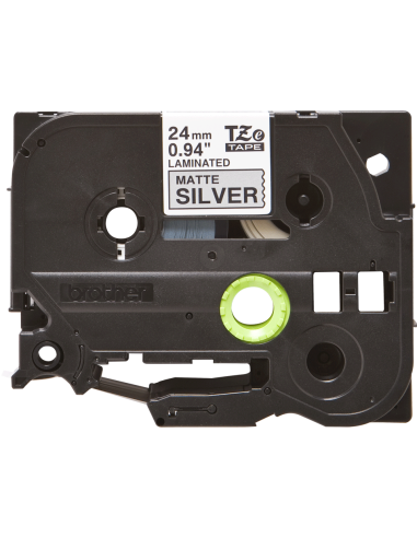 Brother - TZE-M951 - Etiquettes - Noir sur Argent Mat - 24 mm - Rouleau (2,4 cm x 8 m) - métallique laminé