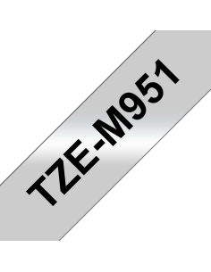 Brother - TZE-M951 - Etiquettes - Noir sur Argent Mat - 24 mm - Rouleau (2,4 cm x 8 m) - métallique laminé