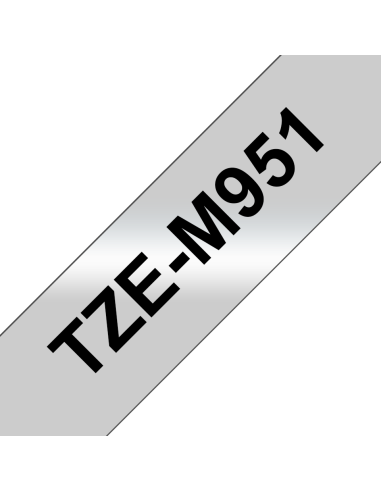 Brother - TZE-M951 - Etiquettes - Noir sur Argent Mat - 24 mm - Rouleau (2,4 cm x 8 m) - métallique laminé