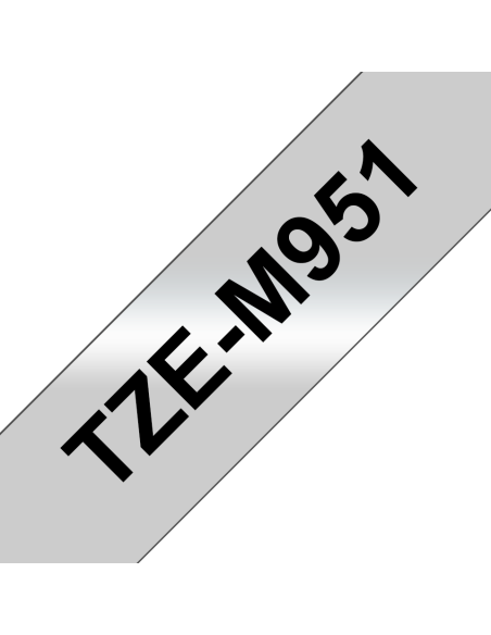 Brother - TZE-M951 - Etiquettes - Noir sur Argent Mat - 24 mm - Rouleau (2,4 cm x 8 m) - métallique laminé