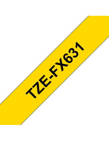 Brother - TZE-FX631 - Etiquettes - Noir sur Jaune - 12 mm - Rouleau (1,2 cm x 8 m) - laminé flexi ID