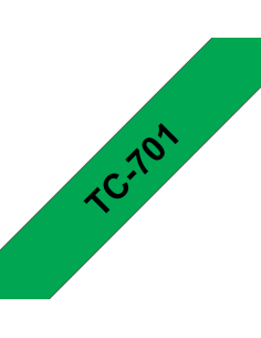 Brother - TC701 - 12 mm noir sur ruban vert laminé (7,7 m) 