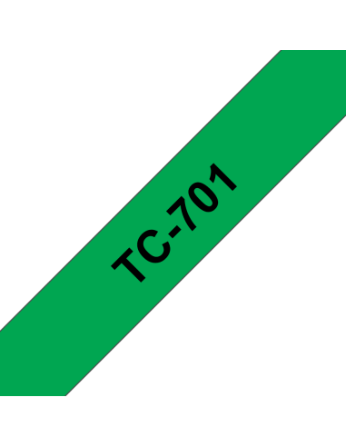 Brother - TC701 - 12 mm noir sur ruban vert laminé (7,7 m) 