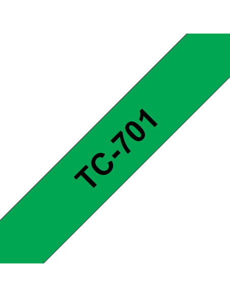 Brother - TC701 - 12 mm noir sur ruban vert laminé (7,7 m) 