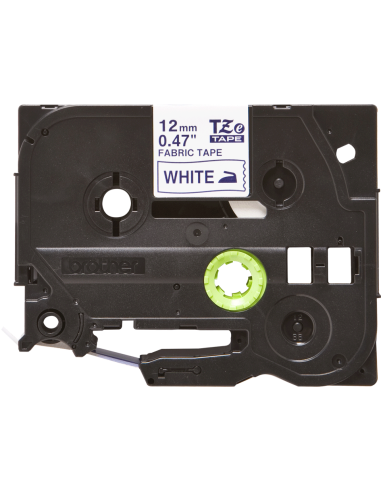 Brother - TZE-FA3 - Etiquettes - Bleu sur Blanc - Rouleau (12 mm x 3 m) textile thermocollant