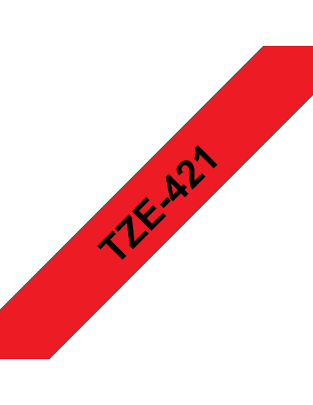 Brother - TZE-421 - Etiquettes - Noir sur Rouge 9 mm - Rouleau (0,9 cm x 8 m) - autocollant laminé