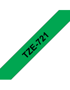 Brother - TZE-721 - Etiquettes - Noir sur Vert - 9 mm - Rouleau (0,9 cm x 8 m) - autocollant laminé