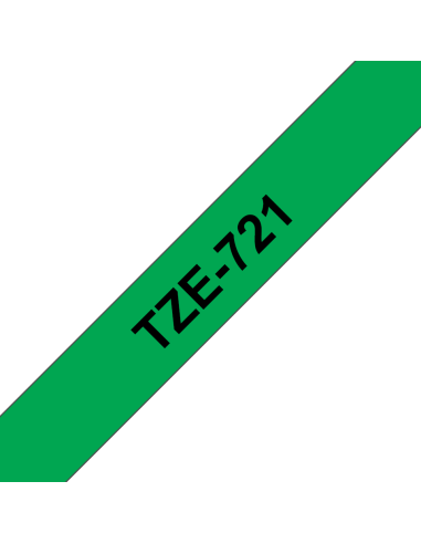 Brother - TZE-721 - Etiquettes - Noir sur Vert - 9 mm - Rouleau (0,9 cm x 8 m) - autocollant laminé