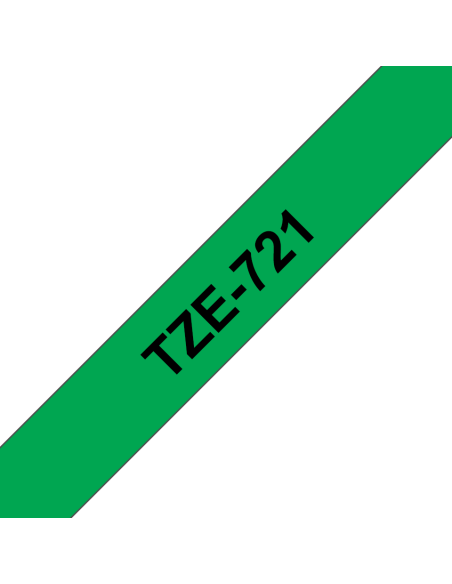 Brother - TZE-721 - Etiquettes - Noir sur Vert - 9 mm - Rouleau (0,9 cm x 8 m) - autocollant laminé