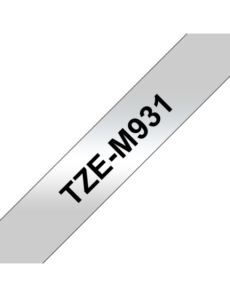 Brother - TZE-M931 - Etiquettes - Noir sur Argent Mat - 12 mm - Rouleau (1,2 cm x 8 m) - métallique laminé