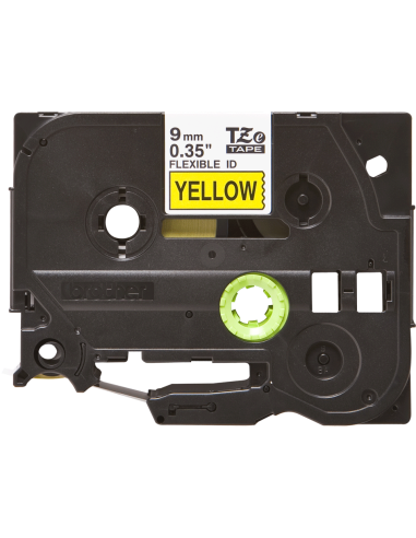 Brother - TZE-FX621 - Etiquettes - Noir sur Jaune 9 mm - Rouleau (0,9 cm x 8 m) - laminé flexi ID